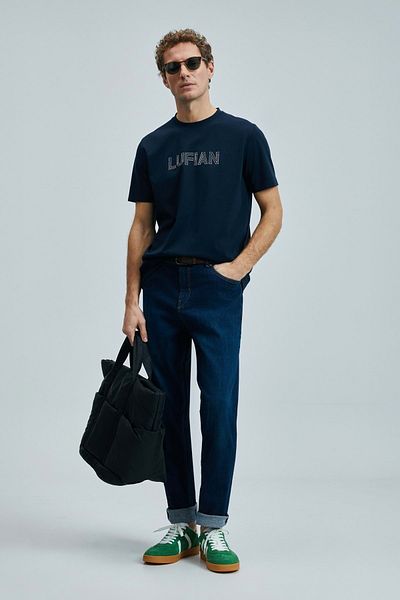 Lufian 111020240 Ανδρικό μπλουζάκι Think Modern Graphic T-shirt Navy Blue