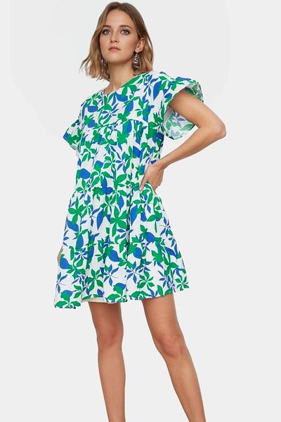 PayBuy Floral Pattern Mini Dress Comfortable Poplin Fabric Casual Style High Quality Stylish Appearance