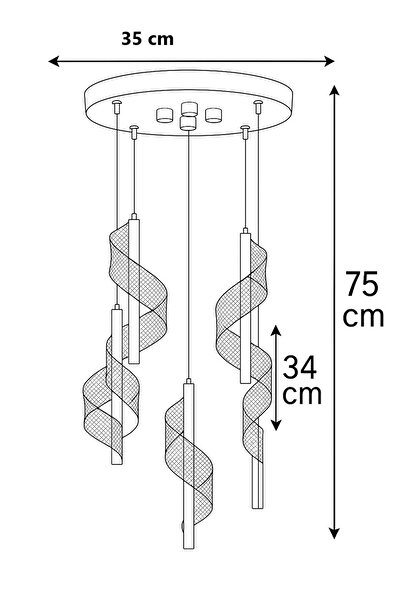 İstanbul Avize İstanbul Avize Mira 6'lı Gold Kumandalı 3 Renk Ledli Lüx Avize