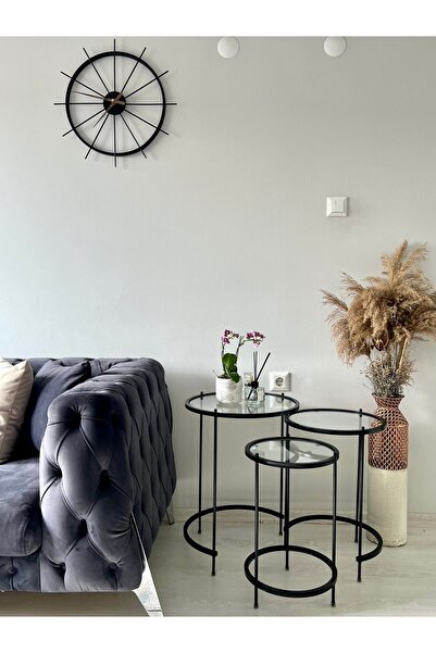 AssuCasa Aybars Siyah Metal Zigon Sehpa