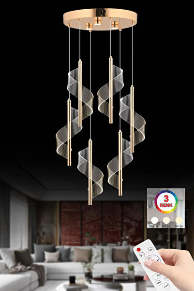 İstanbul Avize İstanbul Avize Mira 6'lı Gold Kumandalı 3 Renk Ledli Lüx Avize