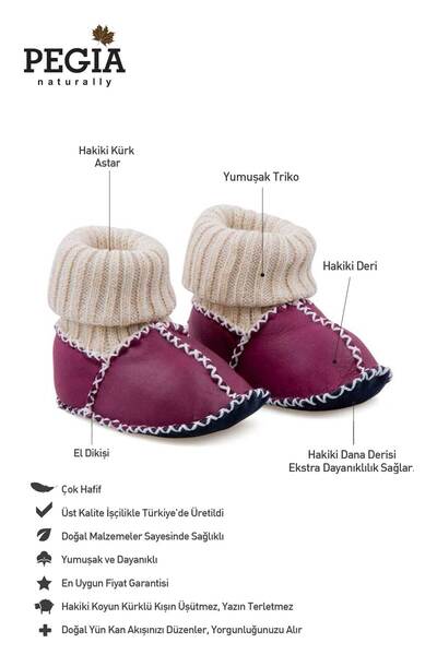 Pegia Hakiki Kürklü Çoraplı Bebek Patiği 141107