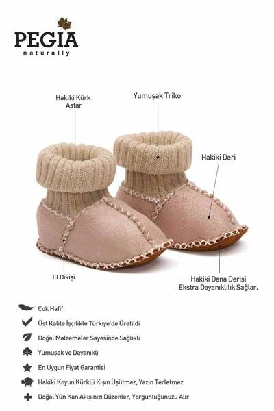 Pegia Hakiki Kürklü Çoraplı Bebek Patiği 141117