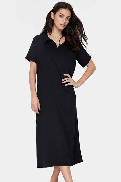 PayBuy Women's Knitted Short Sleeve Polo Neck Midi Dress Comfortable Summer Casual Style Durable Material