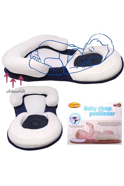 Salamandra Special Head Support Pillow for Babies and Newborns, Adjustable, White/Blue Salamandra Kids