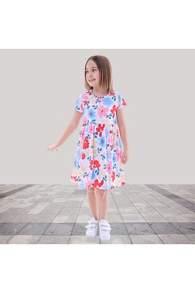 Fox Moda Flower Printed Girl's Dress