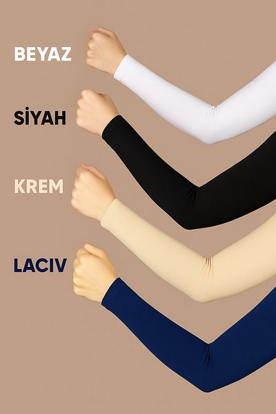 BEYAZ DÜŞ Σετ 4 μανίκια Hijab Μανίκια προσευχής Hijab με ελαστικό πάνω από τον αγκώνα
