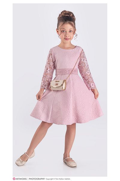 Pina Kids Κοριτσίστικο φόρεμα με δαντέλα Capri μανίκια - ELB.2723