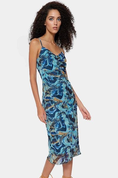PayBuy Chic Patterned Bodycon Midi Dress Slim Strap Knitted Tulle Fabric Professional Look