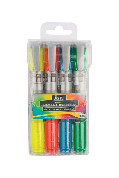 Serve Liquid Highlighter Liquid Ink Highlighter 4 Colors Set B