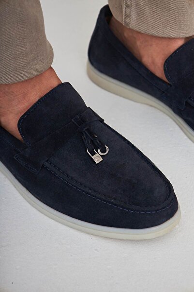 Pegia Мъжки мокасини с катарама от естествен велур 500910