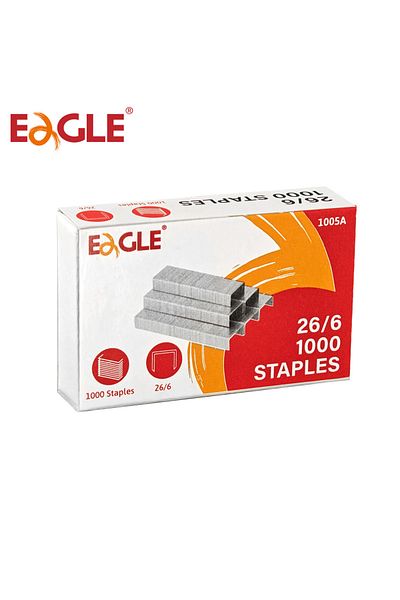 Choice Eagle No.26/6 Staples，1/4”leg，3-Box Bulk Pack，3000 Pieces Total, 1000 Pcs per Box, Office and Sch...