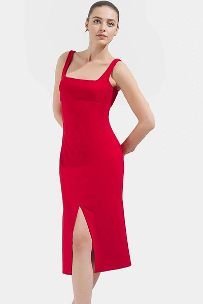 PayBuy Elegant Midi Length Sleeveless Woven Dress Body-Hugging 88% Polyester Summer Modern Style Comfortable Cut