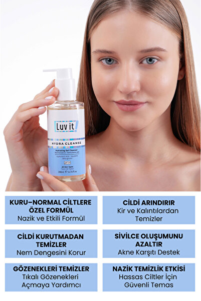 Luv it! Nemlendirme Etkili Yüz Temizleme Jeli Kuru-Normal Ciltler 200 ml