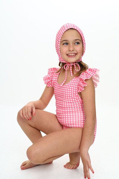 My Kids Wear Back Cross Ruffle Detailed Boned Girl's Swimsuit