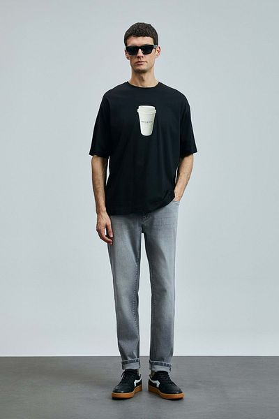 Lufian 111200207 Мъжки панталон Zeno Smart Jean Slim Fit, сиви мъжки дънки
