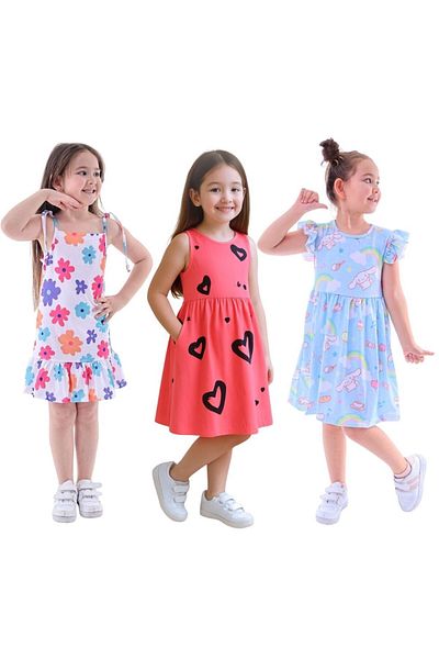 MAXI DRY 3-Piece Girl's Patterned Dress Premium