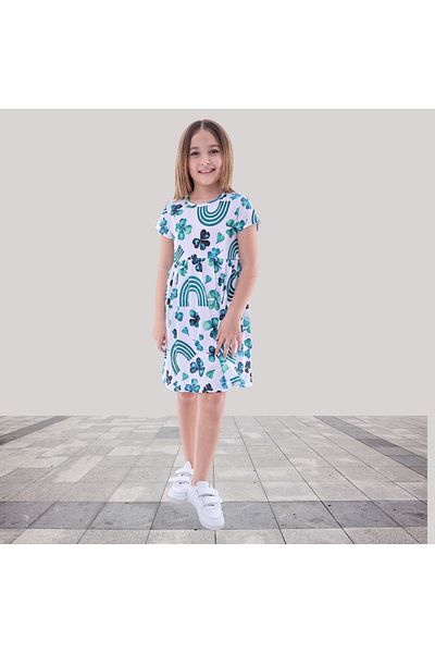 Fox Moda Rochie pentru fetiță cu imprimeu floral verde
