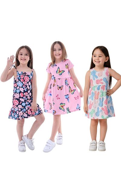 MAXI DRY 3-Piece Girl's Patterned Dress Premium