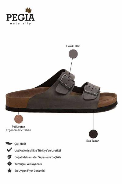 Pegia Men's Banded Leather Slippers 215020