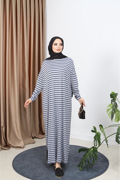 NİSUM MODA Dress with Striped Side Slit Detail