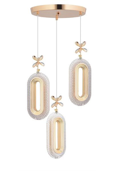 İstanbul Avize Led Alfa 3'li Gold Kumandalı 3 Renk Ledli Modern Led Avize