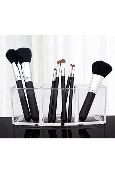 SMARTPOINTS Clear Makeup Brush Organizer, Acrylic Cosmetics Brushes Storage Holders, Cute Pen and Pencil Holder