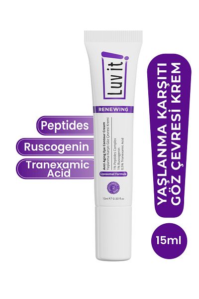 Luv it! Anti-Aging under Eye Dark Circles Anti-Puffiness Eye Contour Cream (Peptides-Ruscogenin-Tranexamic Acid) 15ml