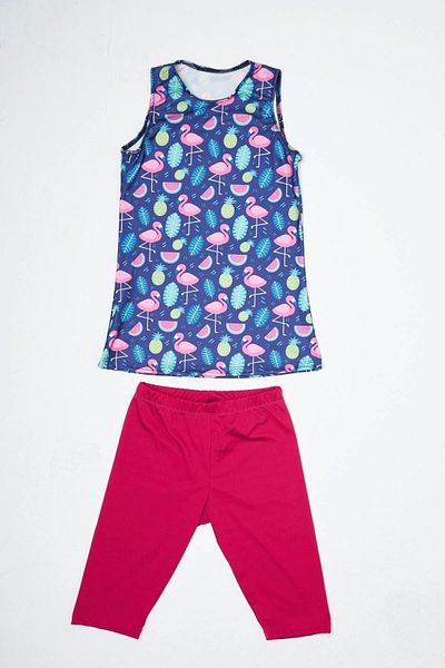 Starinci Mayo Costum de baie pentru fete cu mânecă zero, semi-acoperită, cu model flamingo violet