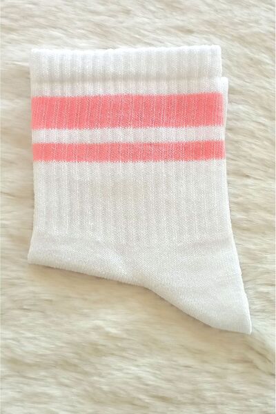 Esinti 3 Pairs Women's Men's Cotton Socks – College & Sneaker Compatible Unisex White Striped Socks