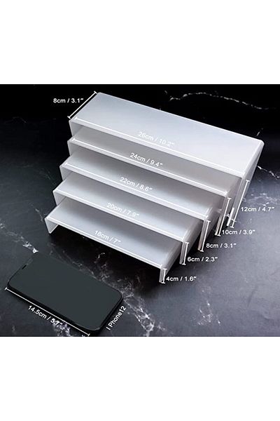 SMARTPOINTS Acrylic Jewelry Display Riser Shelf (Pack of 5, Clear)