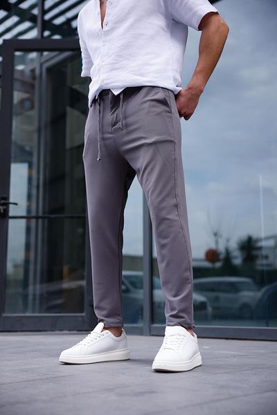 Pobudo Men's Anthracite Color Lycra Fabric Jogger Pants