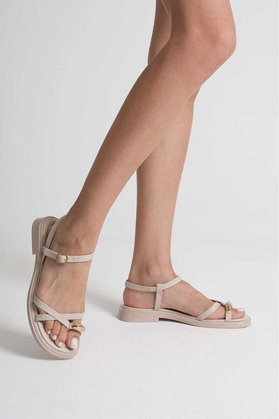 simplicity Sandale Diana Bej Flip Flop Thermo Anti-alunecare cu cataramă aurie