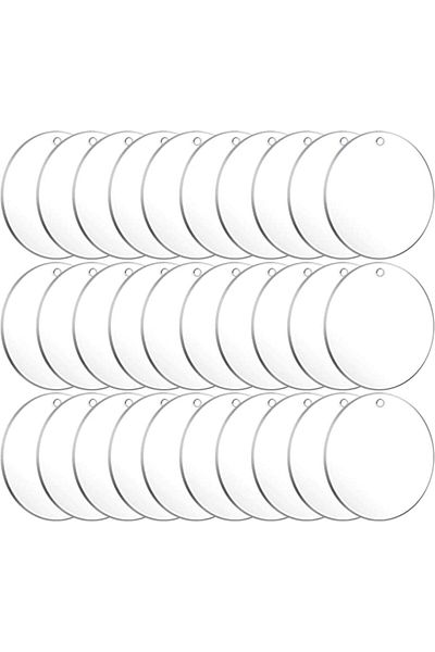 SMARTPOINTS Acrylic Keychain Blanks, 30PCS Bulk Acrylic Circles Clear Disc Ornaments Blanks with Hole for Vinyl,