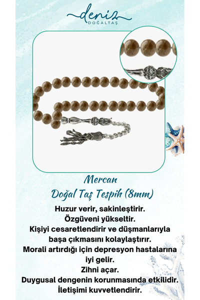 Deniz Doğal Taş Mărgele de rugăciune naturale certificate cu fosile de corali...