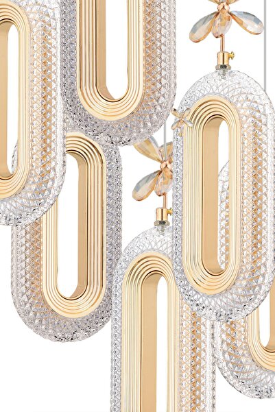 İstanbul Avize Led Alfa 6'li Gold Kumandalı 3 Renk Ledli Modern Led Avize