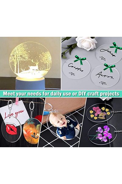 SMARTPOINTS Acrylic Keychain Blanks, 30PCS Bulk Acrylic Circles Clear Disc Ornaments Blanks with Hole for Vinyl,