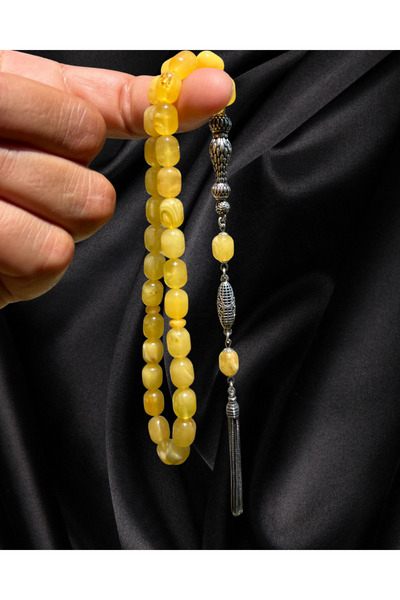 Erbab i Kehribar Sertifikalı Baltık Kehribar Tesbih - Gümüş Püskül Tasarım