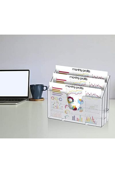 SMARTPOINTS Horizontal Triple File Folder Organiser (Crystal Colour)