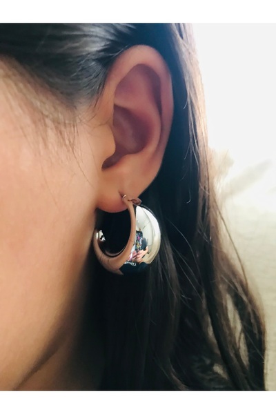 Mercan Aksesuar İthal Yarım Ay 3 cm Çelik Küpe