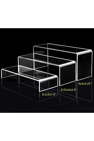 SMARTPOINTS Acrylic Display Risers, Clear Rectangle Stands Shelf for Display 6pcs