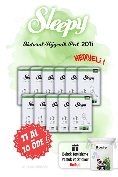 Sleepy Natural Ultra Hassas Hijyenik Ped Uzun 20 Adet 11 Al 10 Öde Ve Rosıe P...