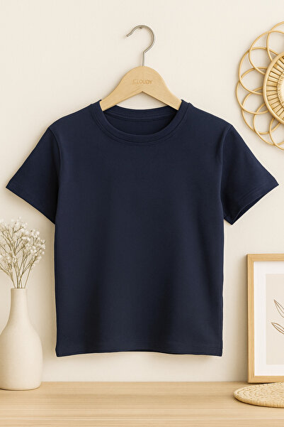KURGAN TEKSTİL Unisex Çocuk Bisiklet Yaka Kısa Kol Sırt Baskılı Tişört