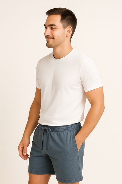 UOMOPARK 8043 Cotton Tie Waist Pocket Regular Fit Printed Summer Color Shorts