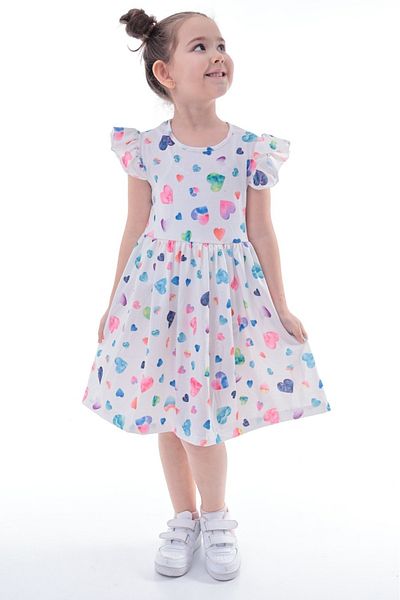 MAXI DRY Rochie pentru fete din Lycra, imprimeu inimă colorată, 2-8 ani