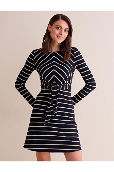 Jimmy Key Námořnická modrá Šaty s rovným střihem a vzorem kravaty s výstřihem