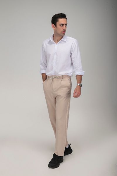 gothamvibes Men's Beige Baggy Trousers
