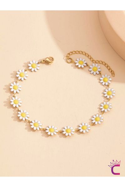 Cinderella Daisy Flower Adjustable Chain Anklet Gold - Foot Jewelry Bracelet Sea Beach Jewelry