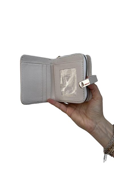 shiny ever Small Size Women's Wallet Light Beige Gold Detailed