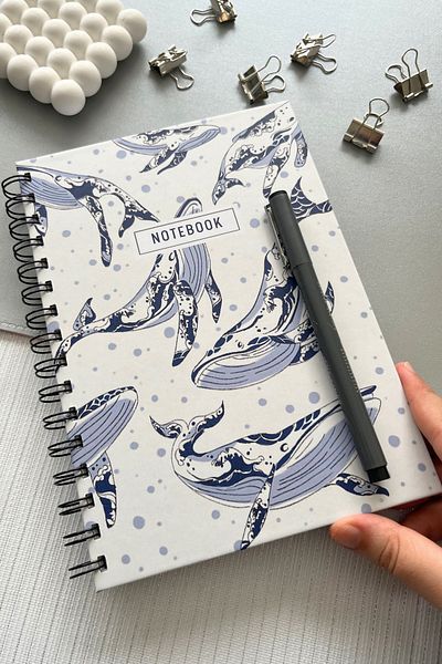 Eldesen Tasarım Spiral Thick Cover Unlined Notebook, A5 Size 80 Sheets 160 Pages, Unlined Notebook